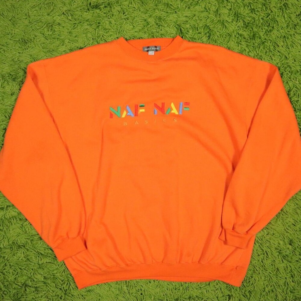 Vintage NAF NAF Basics Embroidered Graphic Logo Crewneck Sweatshirt